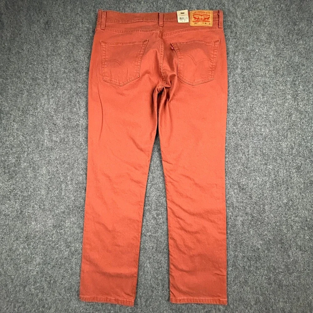 Levis 511 Slim Jeans Mens 36x30 Etruscan Red (Orange) Stretch Twill Pants
